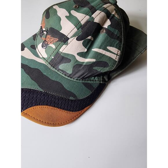 Women's Green Brown CHOPPER with WINGS Camo Fitted Hat Ball Cap SZ 8 1/8 (Large) - Picture 4 of 7